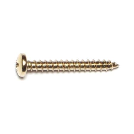 Midwest Fastener Sheet Metal Screw, #10 x 1-1/2 in, Brass Plated Steel Pan Head Phillips Drive, 30 PK 64153